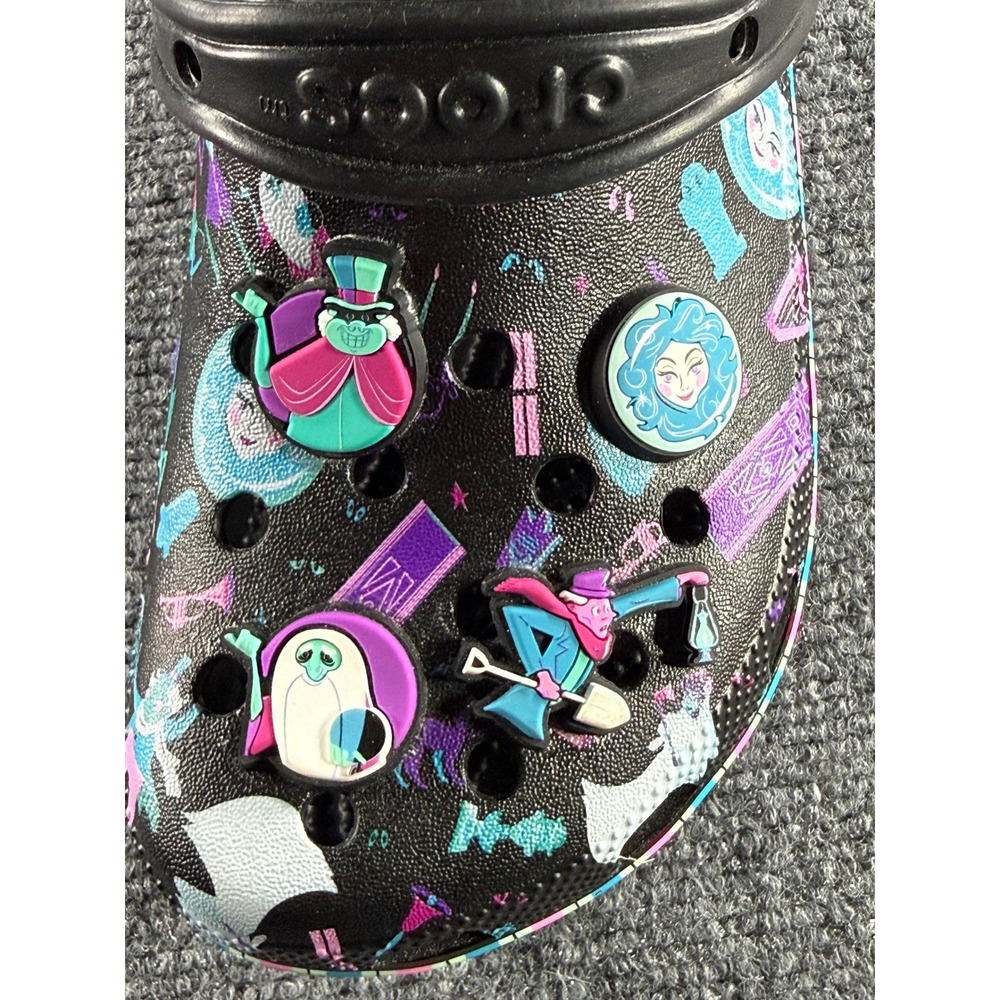 Disney Haunted Mansion Crocs Classic Clogs Black Multi Color Mens 6 Womens 8 - Picture 4 of 6